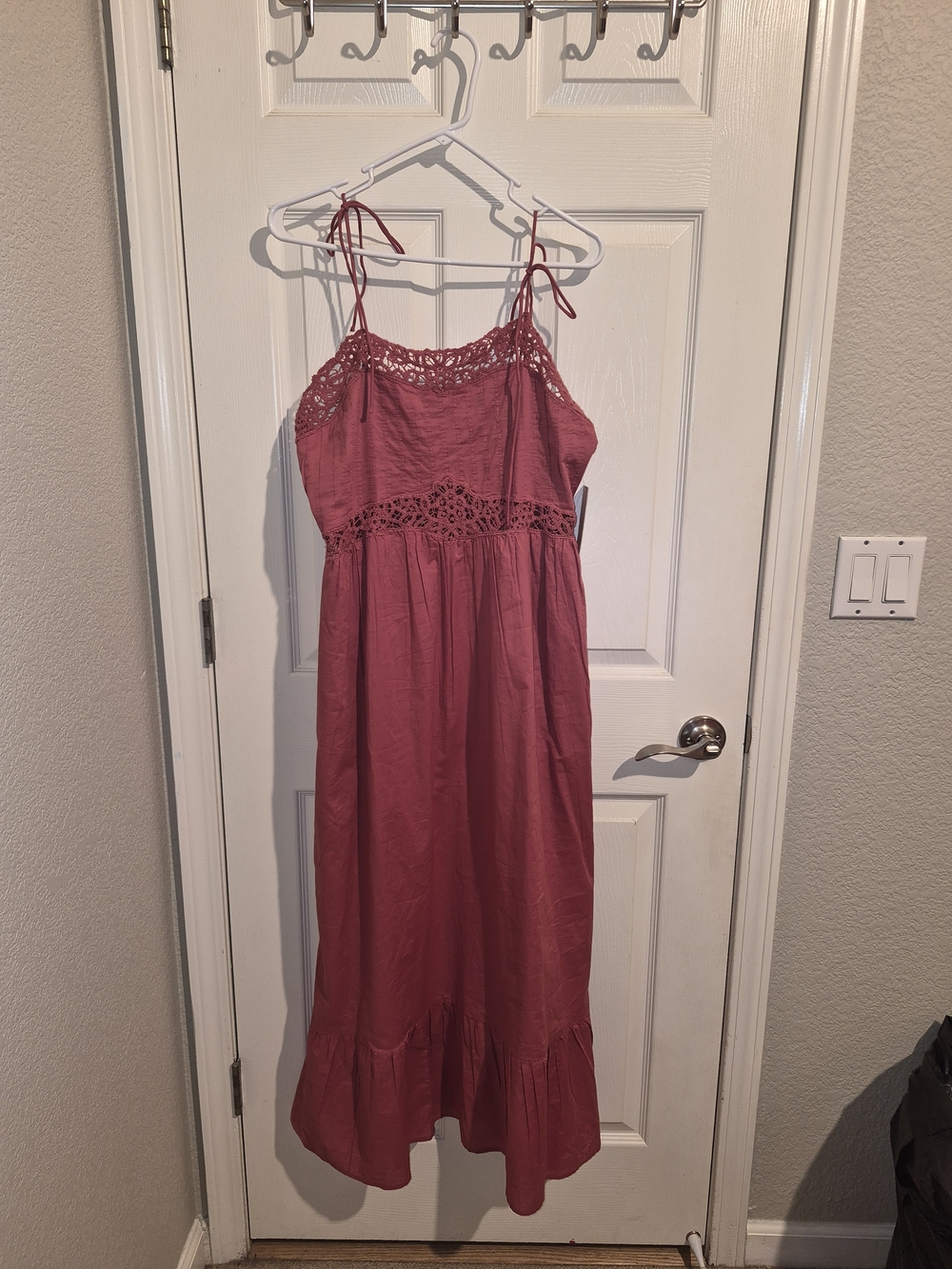 Universal Thread Rose Pink Crochet-Trim Maxi Dress